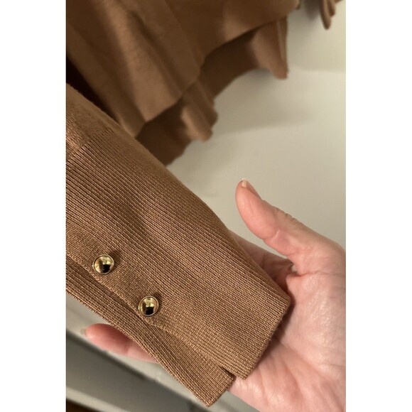 IMAN Womens Global Chic Turtleneck Sweater w Button Cuffs Rayon Blend LG Caramel - Picture 3 of 10